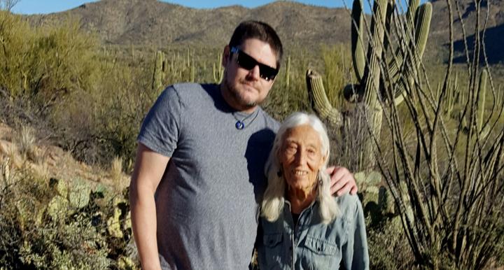 Author Byrd Baylor and her grandson Jesse pictured in 2020.